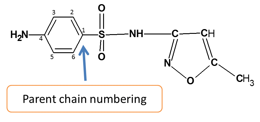 Numbering in sulfamethoxazole