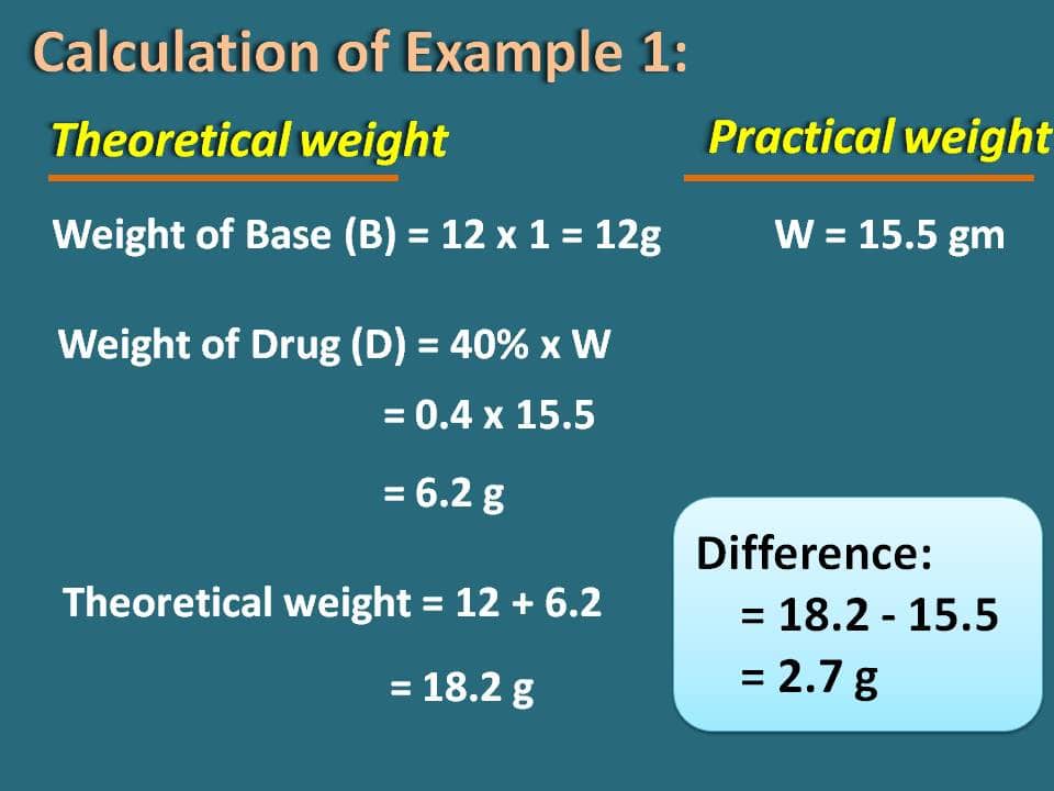 difference in weights example 2