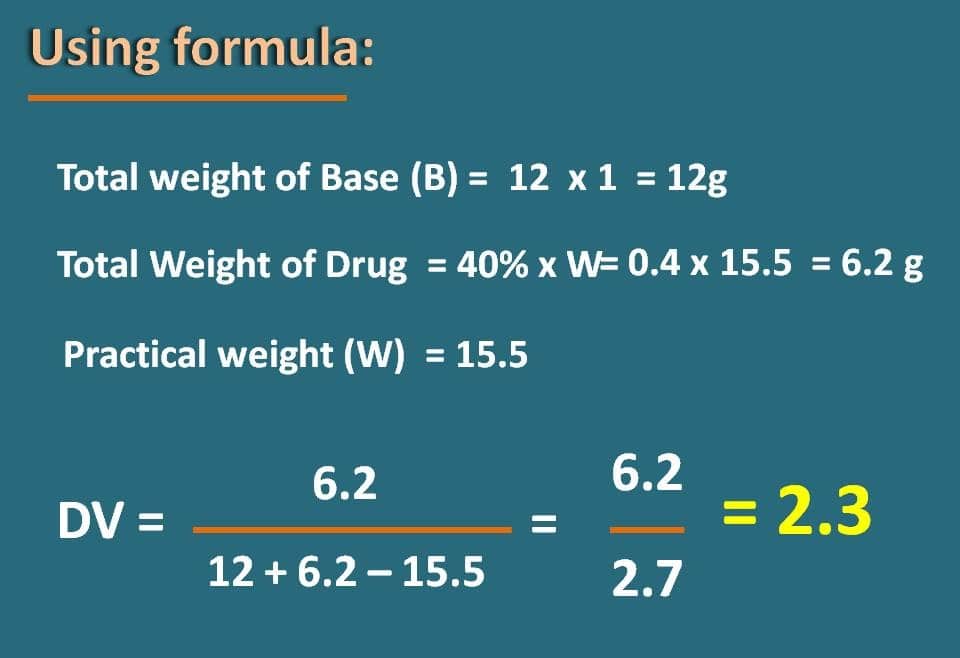 calculation using formula 2