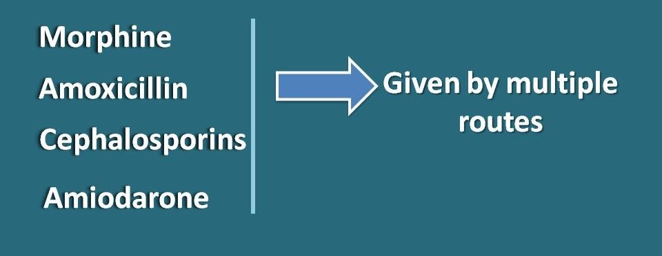 drugs given by multiple routes