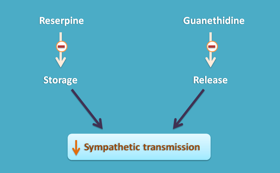 drugs decreasing adrenergic transmission